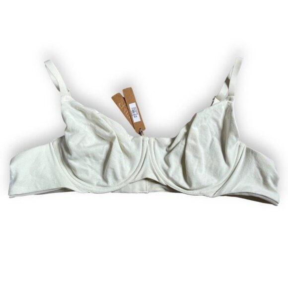 Skims 42C Cotton Jersey T-Shirt Bra Bone White NWT - Picture 1 of 2